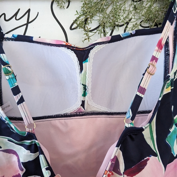 Liz Claiborne One Piece Floral Swimsuit 10 - Picture 6 of 7